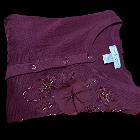 Christopher & Banks Maroon Blouse Size Medium Petite - Picture 5 of 9